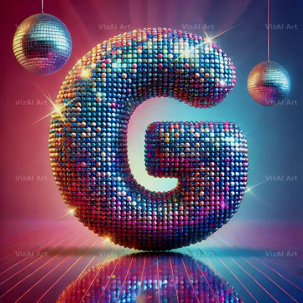 Disco Mirror Ball alphabet letter G