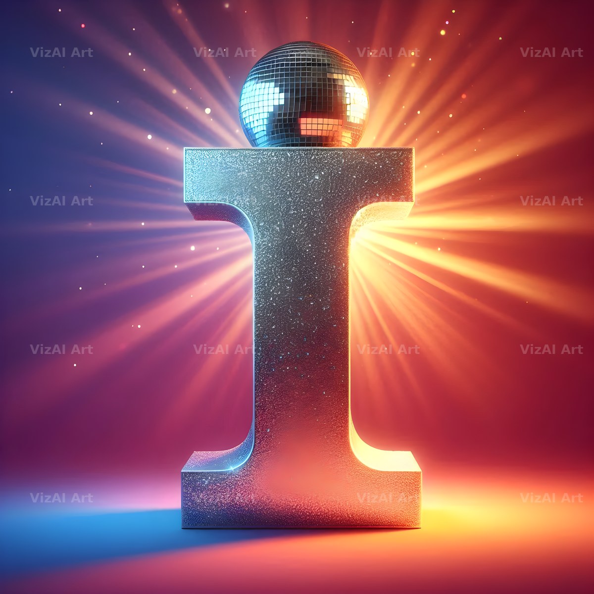 Disco Mirror Ball alphabet letter I
