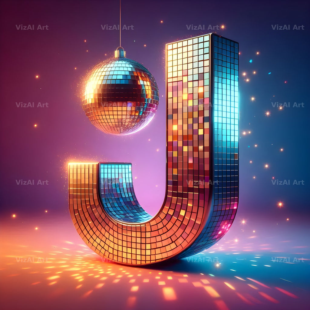 Disco Mirror Ball alphabet letter J