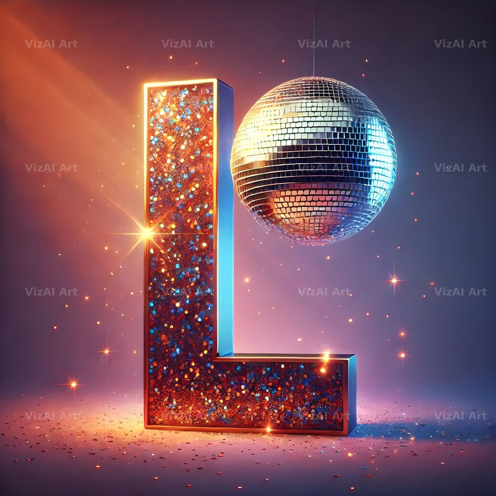 Disco Mirror Ball alphabet letter L