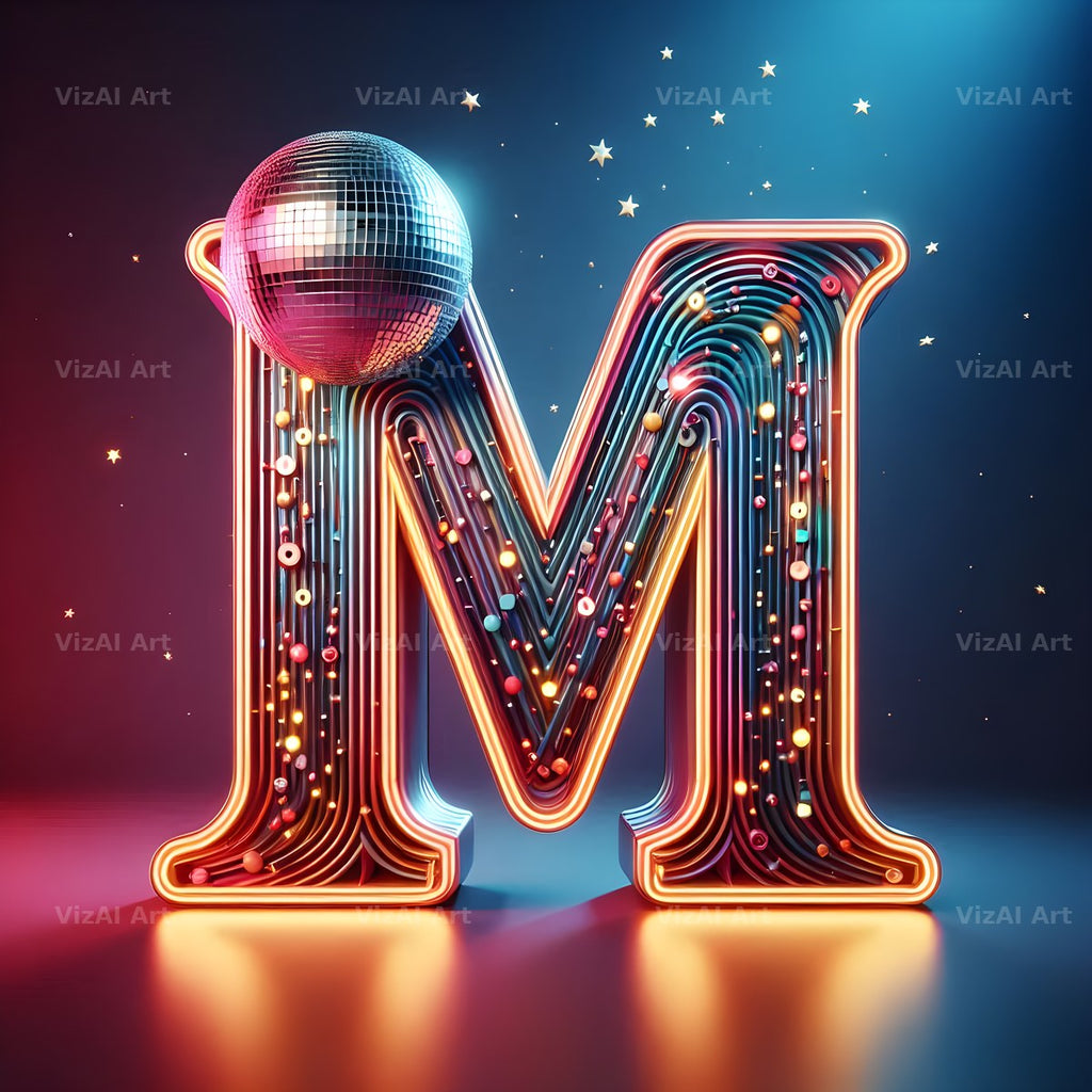 Disco Mirror Ball alphabet letter M