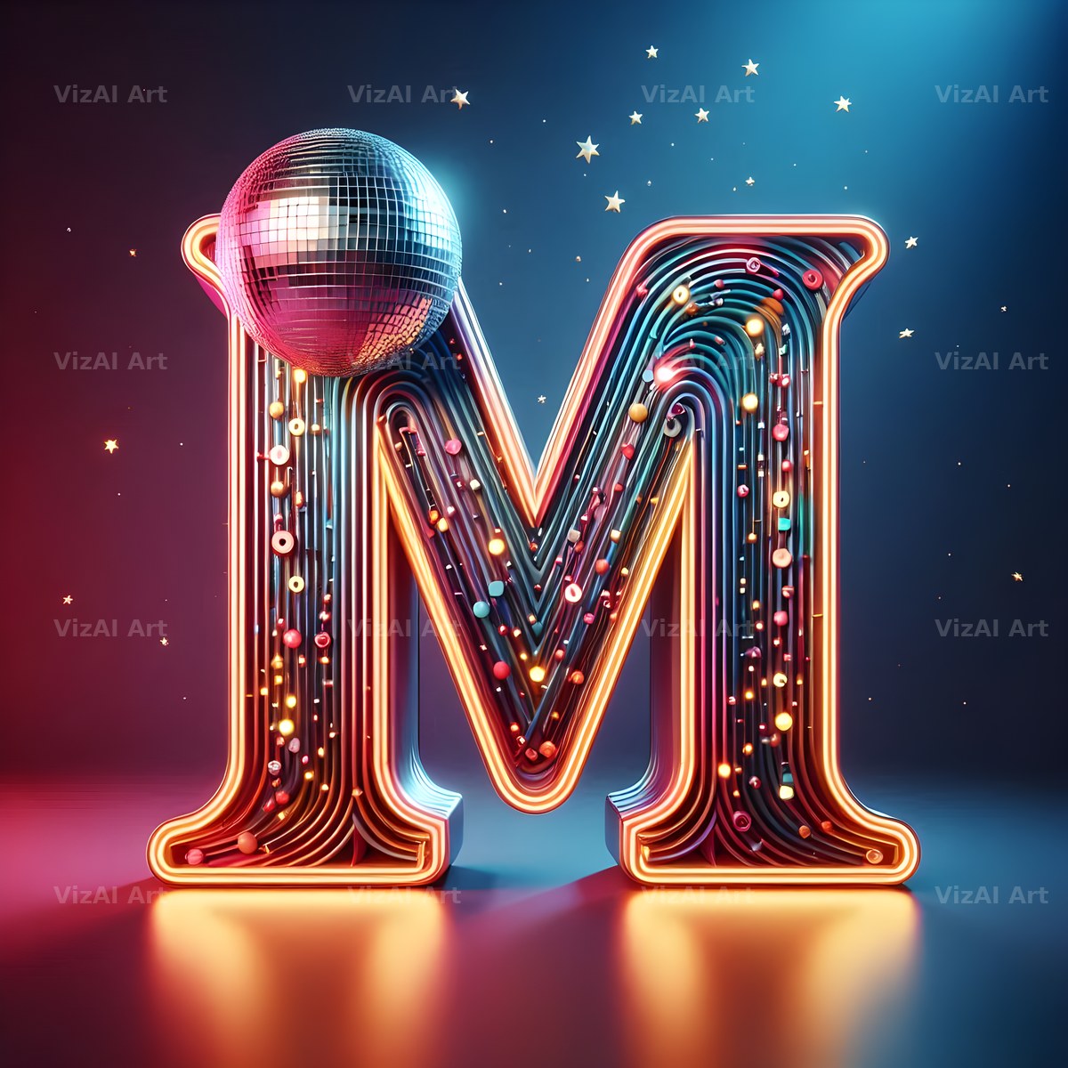 Disco Mirror Ball alphabet letter M