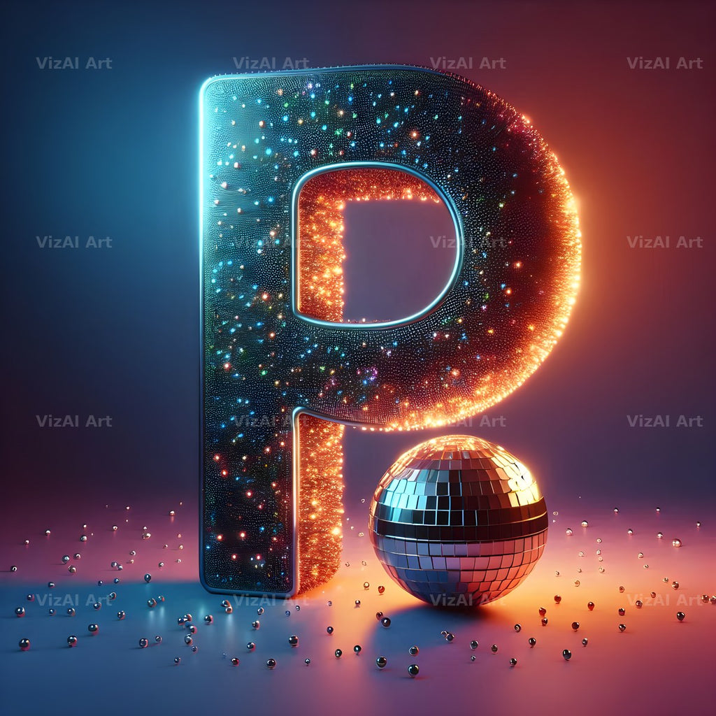 Disco Mirror Ball alphabet letter P