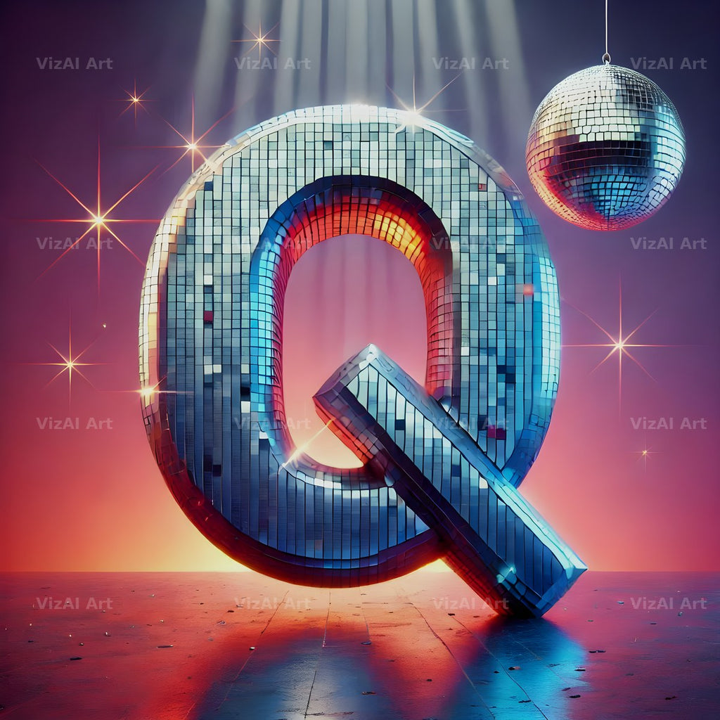 Disco Mirror Ball alphabet letter Q
