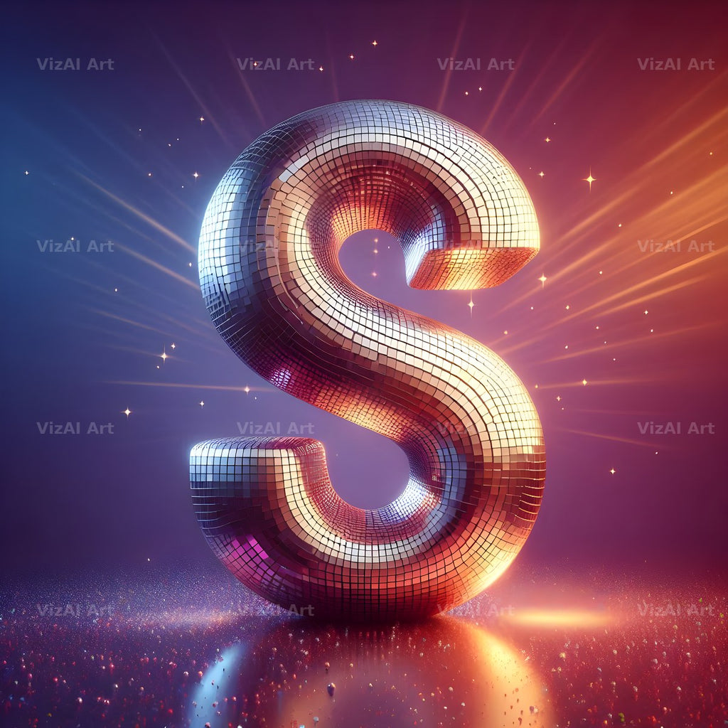 Disco Mirror Ball alphabet letter S