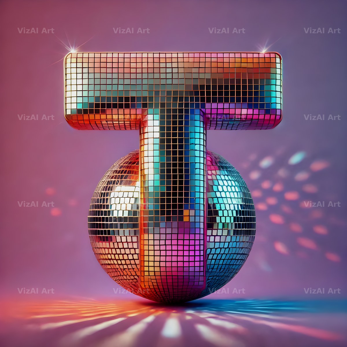 Disco Mirror Ball alphabet letter T