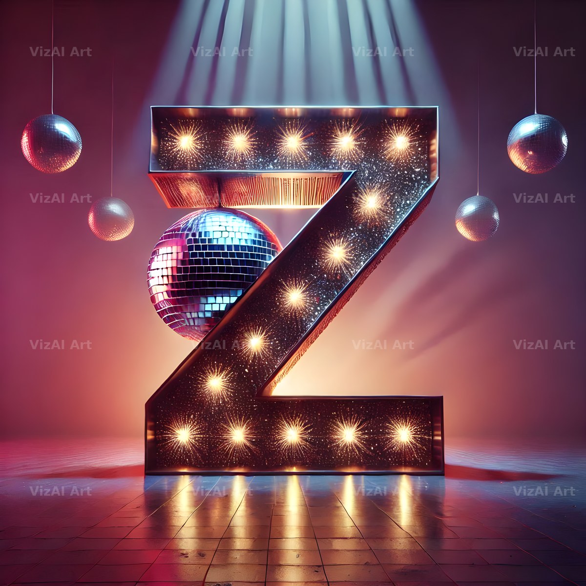 Disco Mirror Ball alphabet letter Z