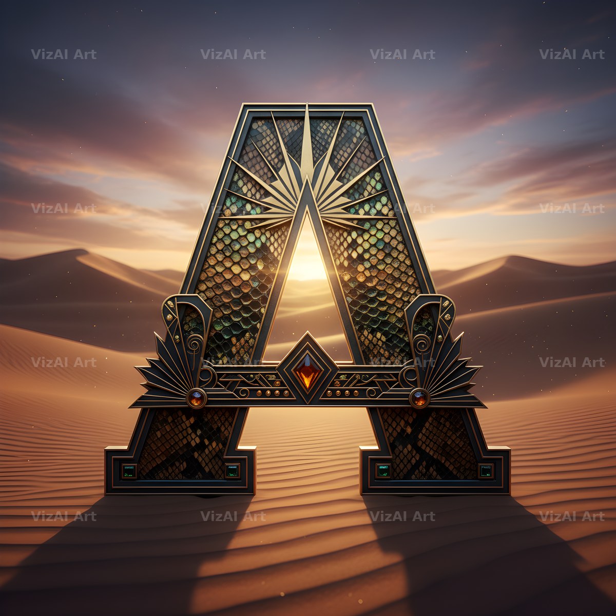 Desert Dune Dusk alphabet letter A