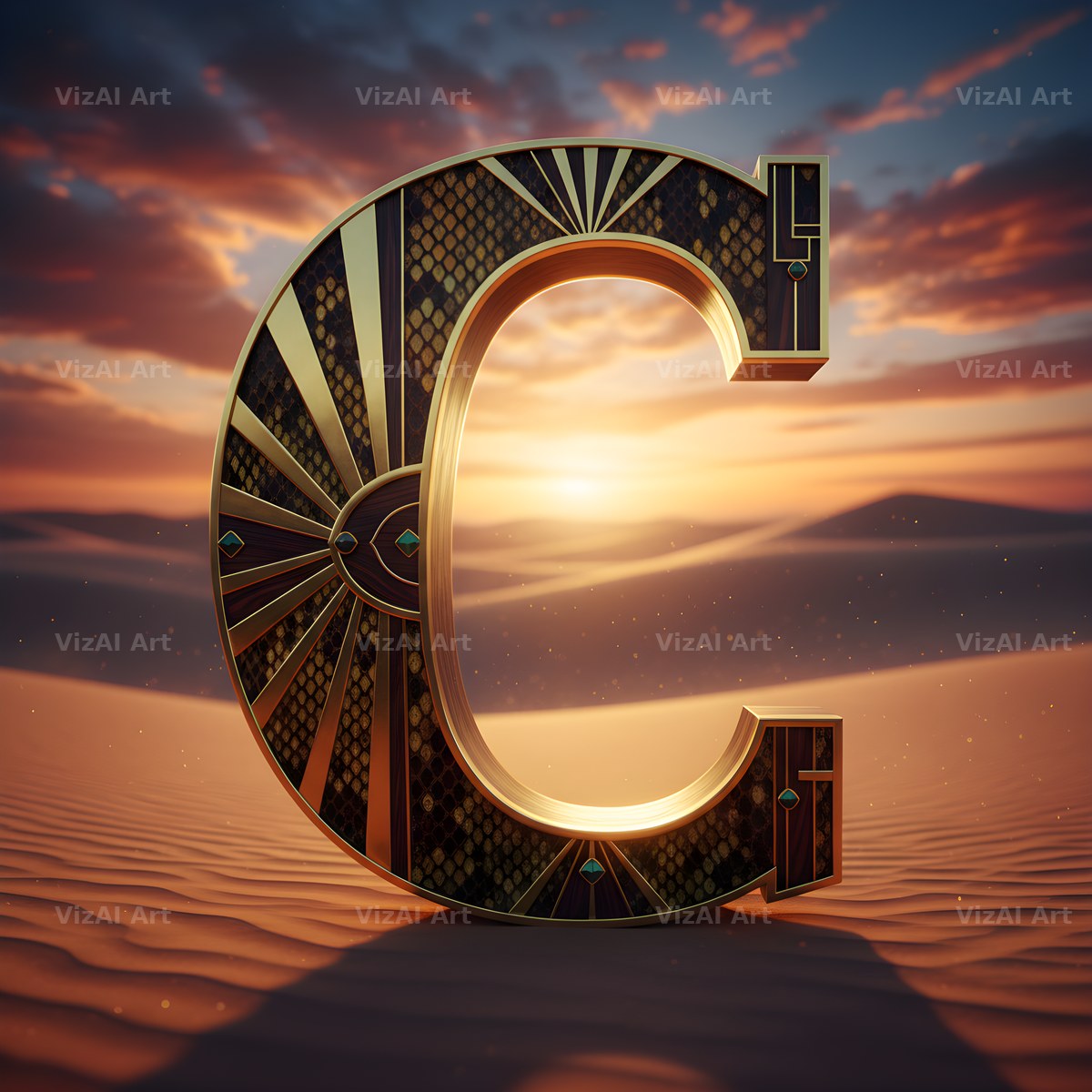 Desert Dune Dusk alphabet letter C