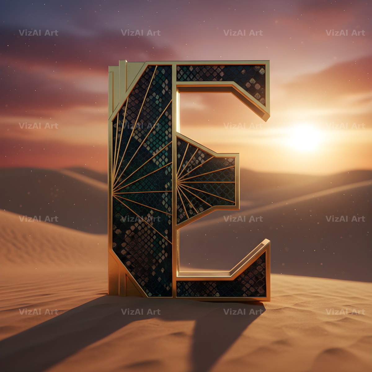Desert Dune Dusk alphabet letter E