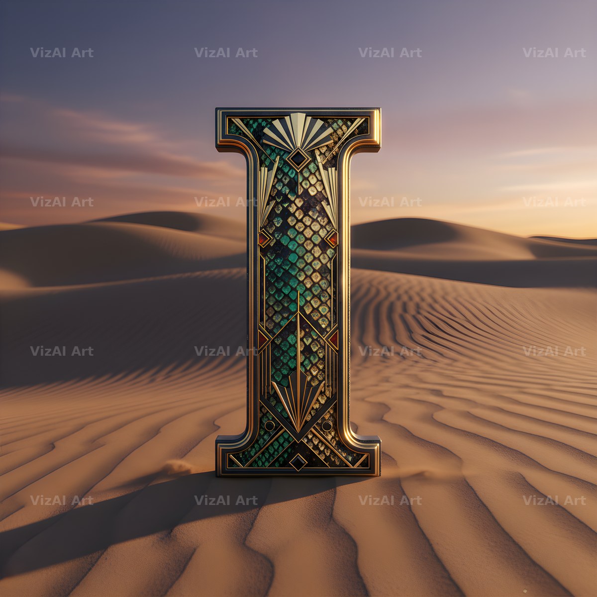 Desert Dune Dusk alphabet letter I