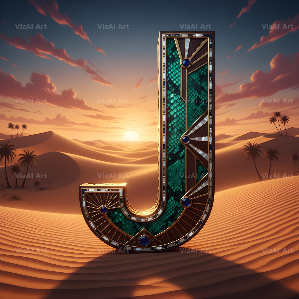 Desert Dune Dusk alphabet letter J