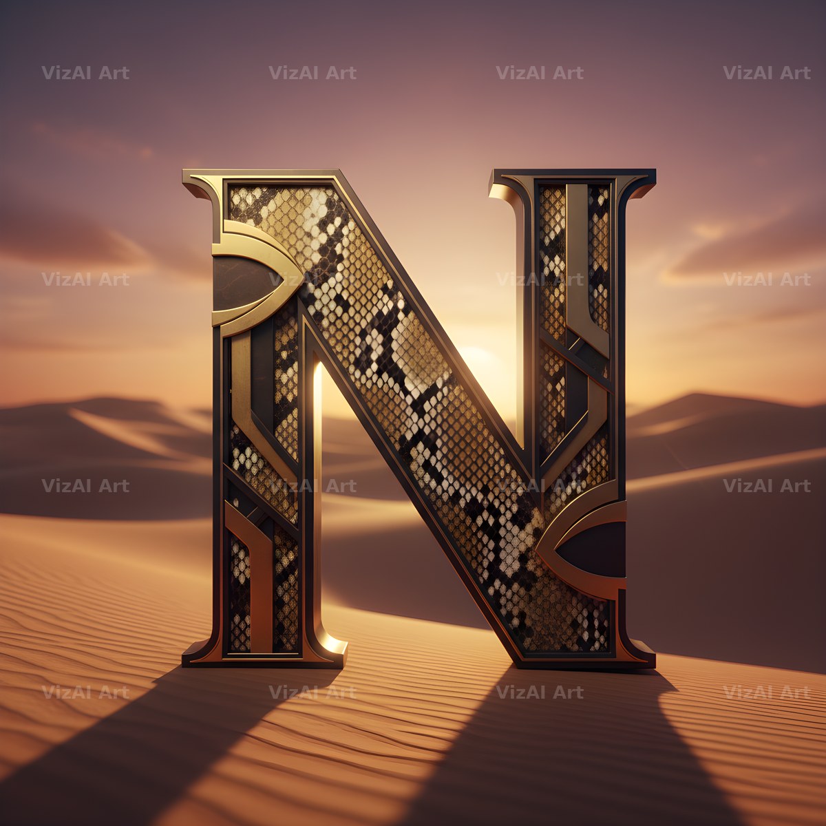 Desert Dune Dusk alphabet letter N