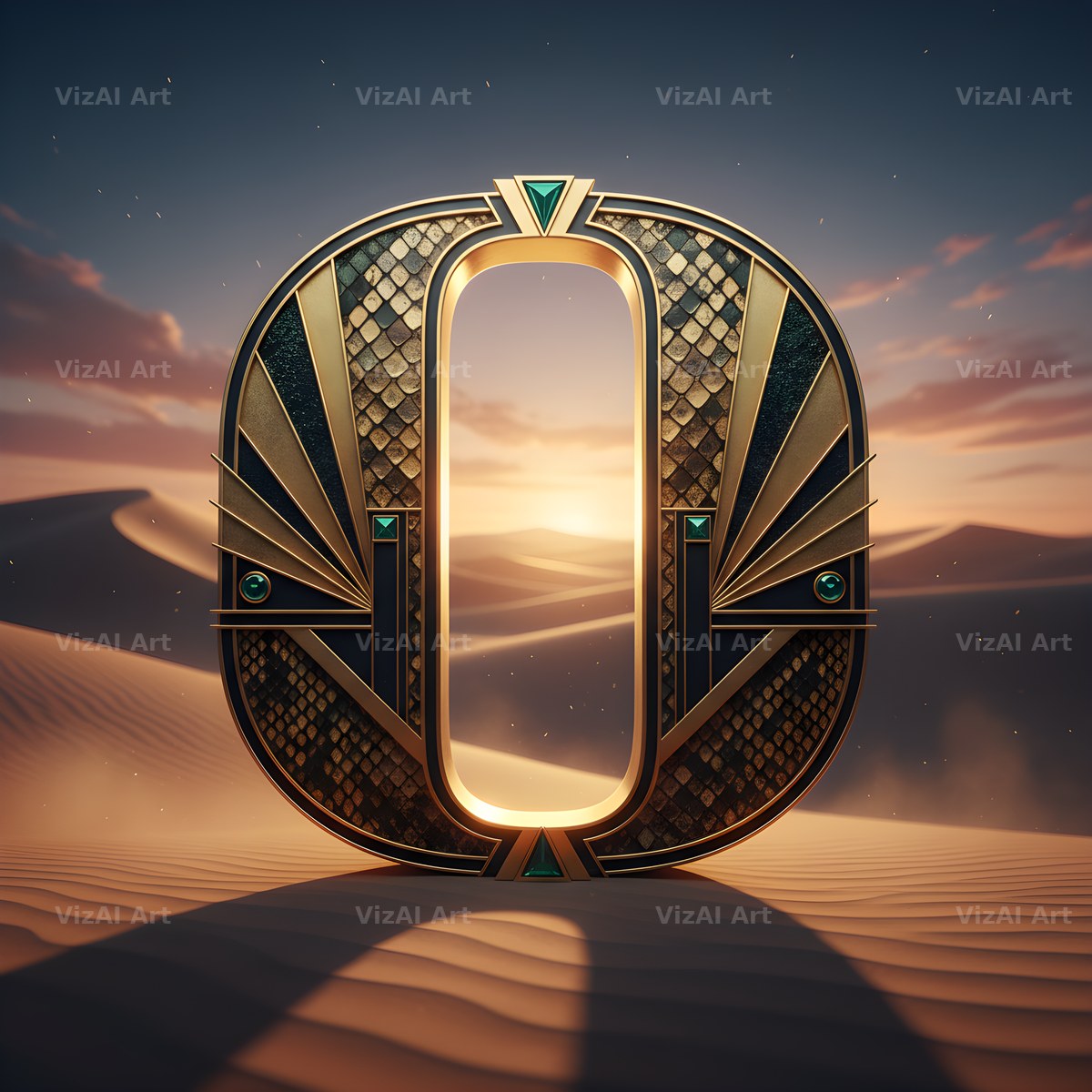 Desert Dune Dusk alphabet letter O