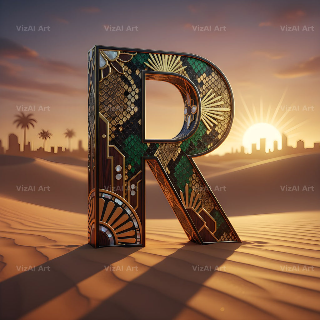 Desert Dune Dusk alphabet letter R
