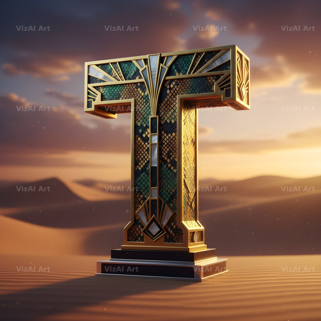 Desert Dune Dusk alphabet letter T