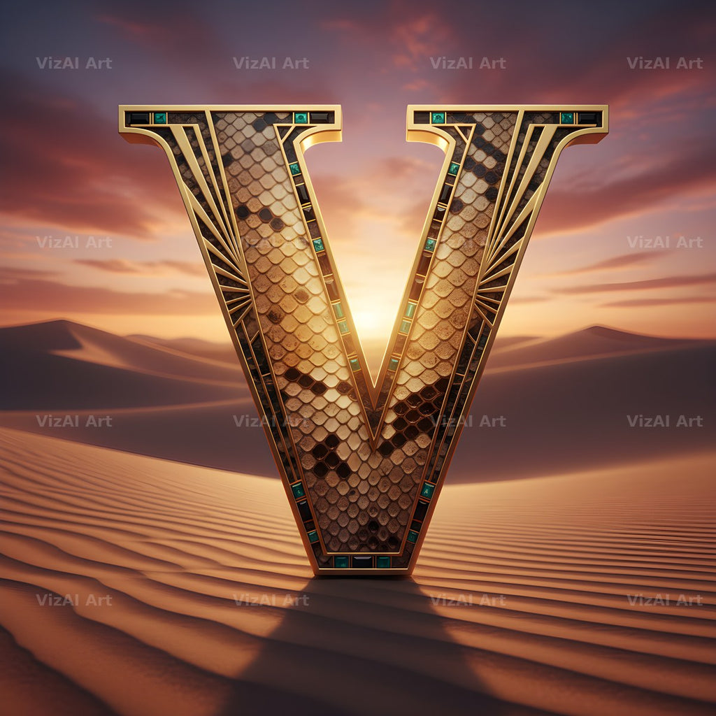 Desert Dune Dusk alphabet letter V