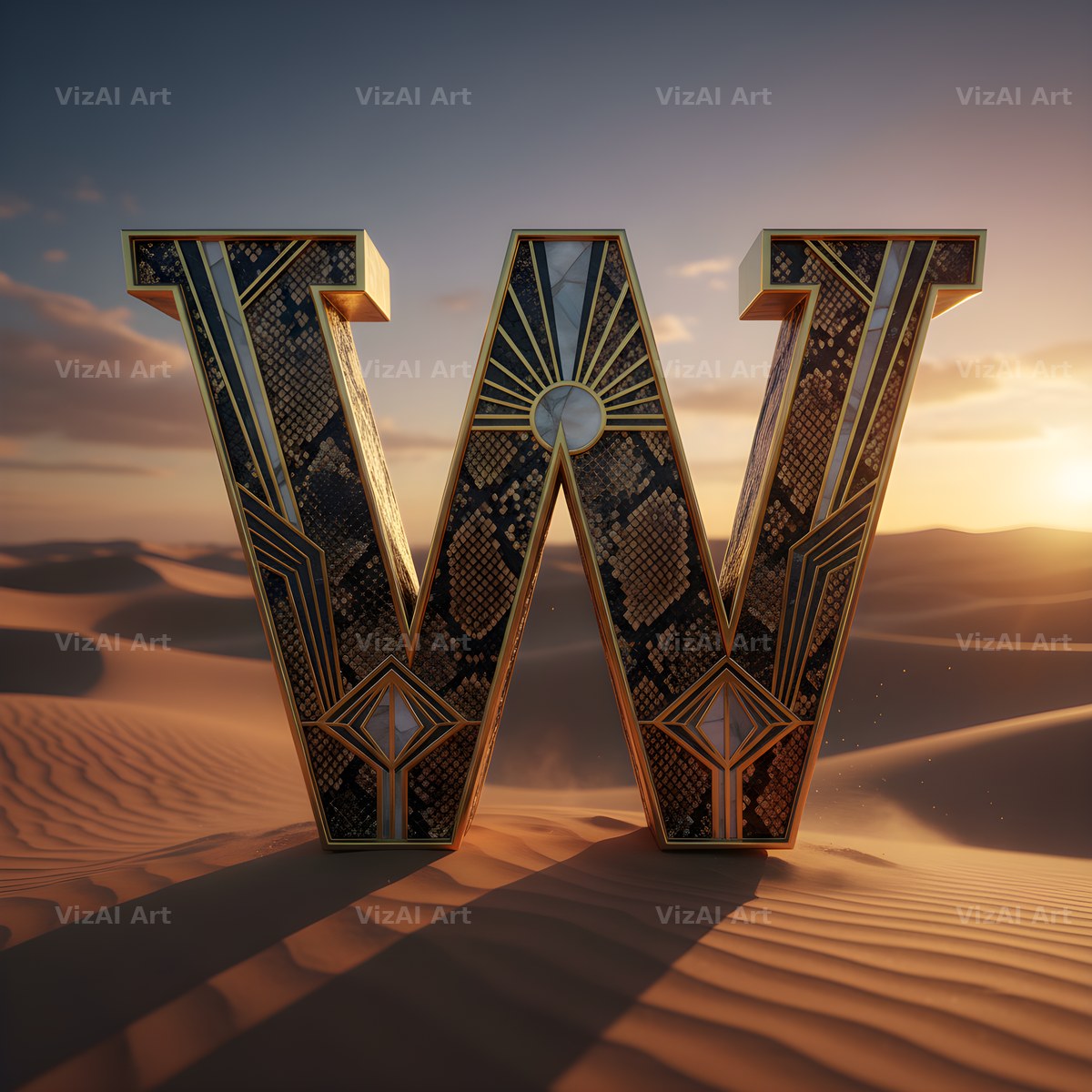 Desert Dune Dusk alphabet letter W