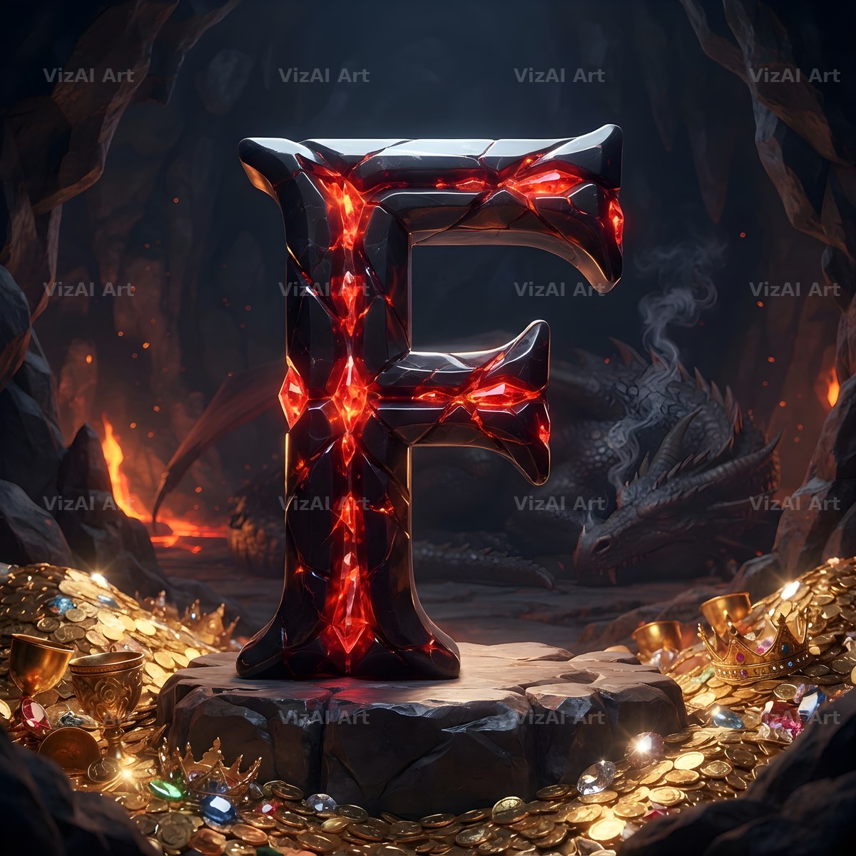 Dragon Lava Cave alphabet letter F