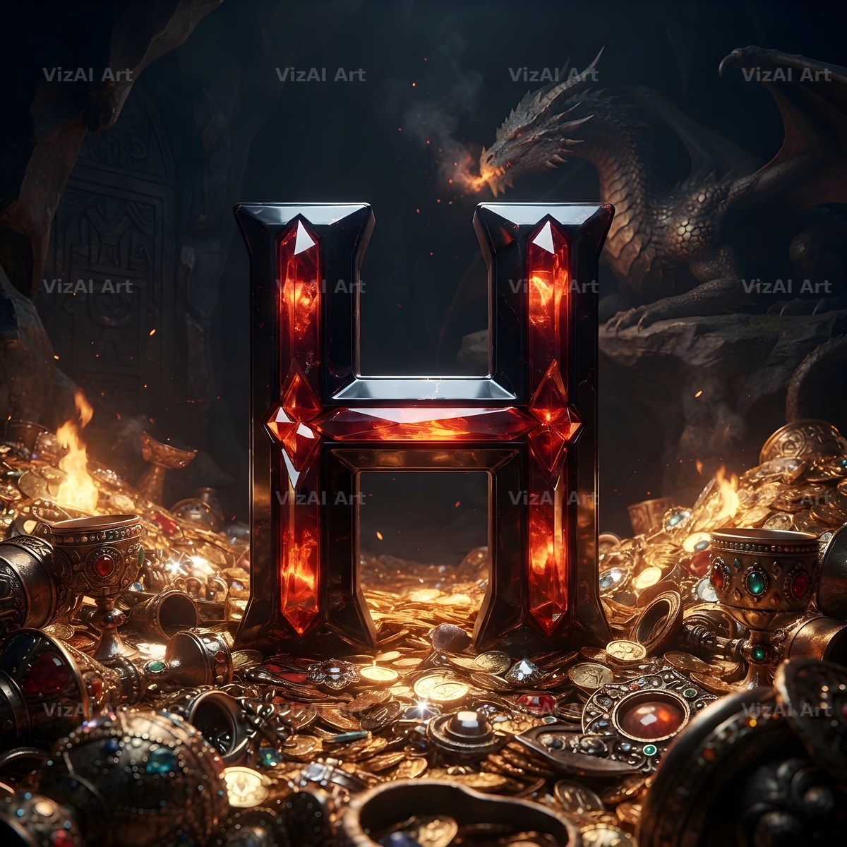 Dragon Lava Cave alphabet letter H