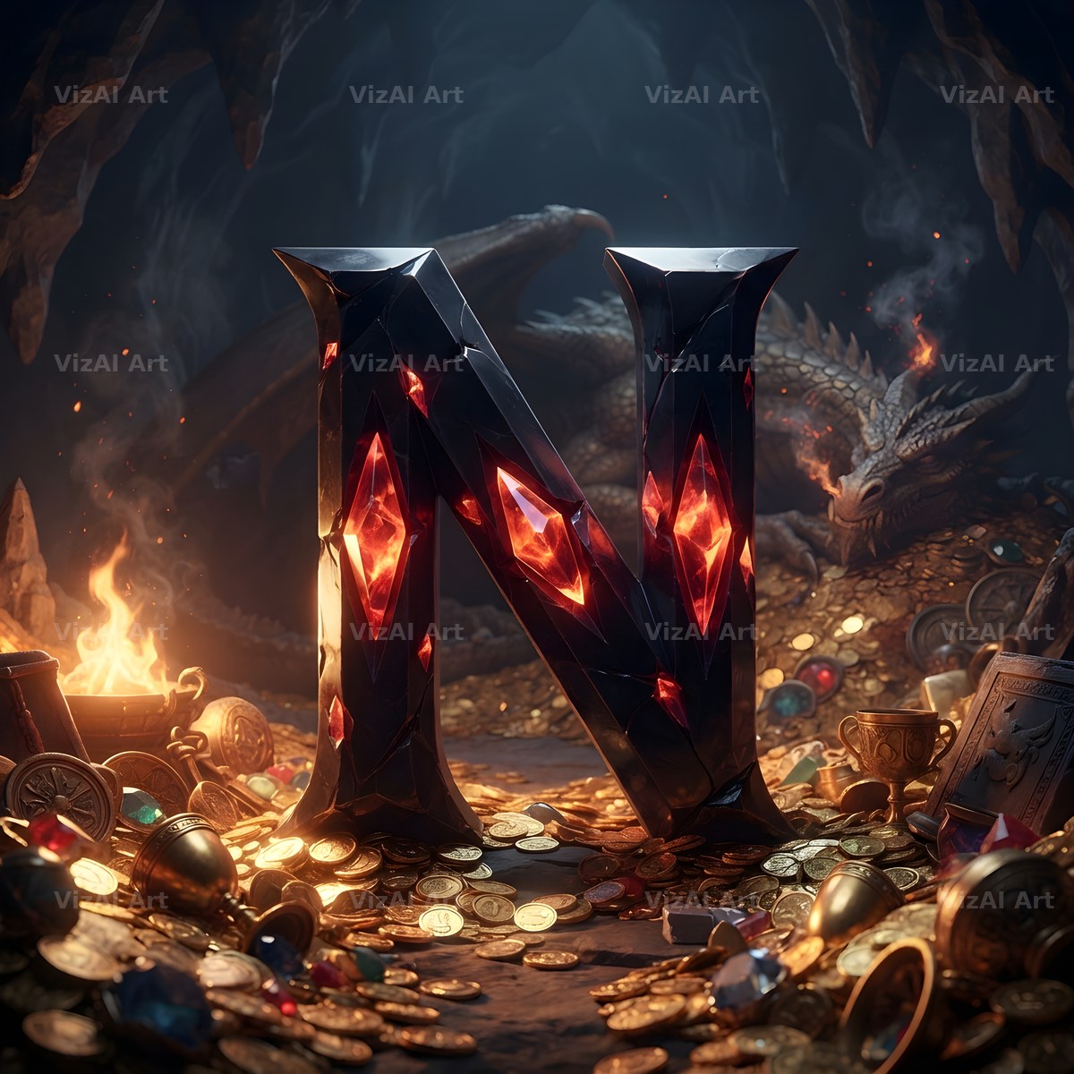 Dragon Lava Cave alphabet letter N