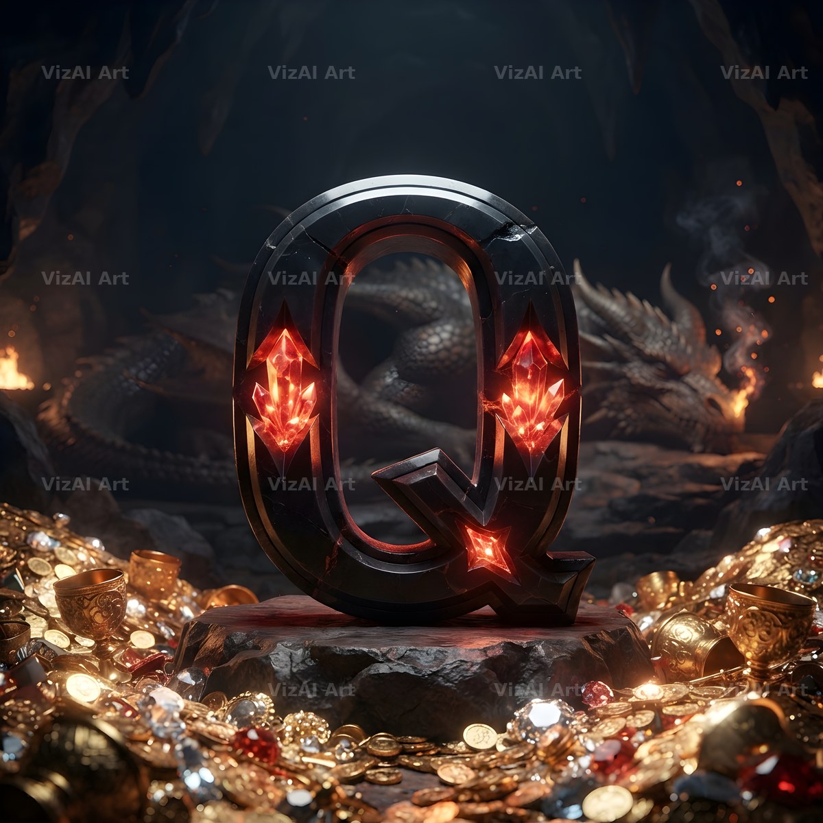 Dragon Lava Cave alphabet letter Q