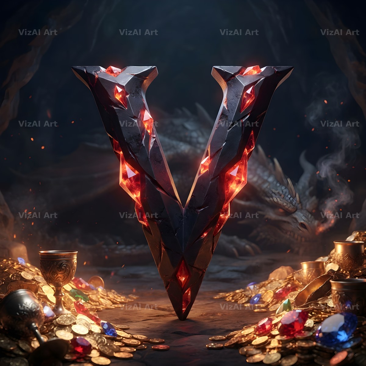 Dragon Lava Cave alphabet letter V