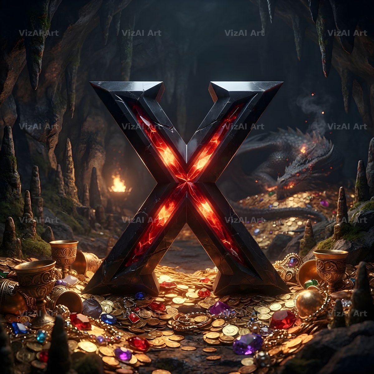 Dragon Lava Cave alphabet letter X