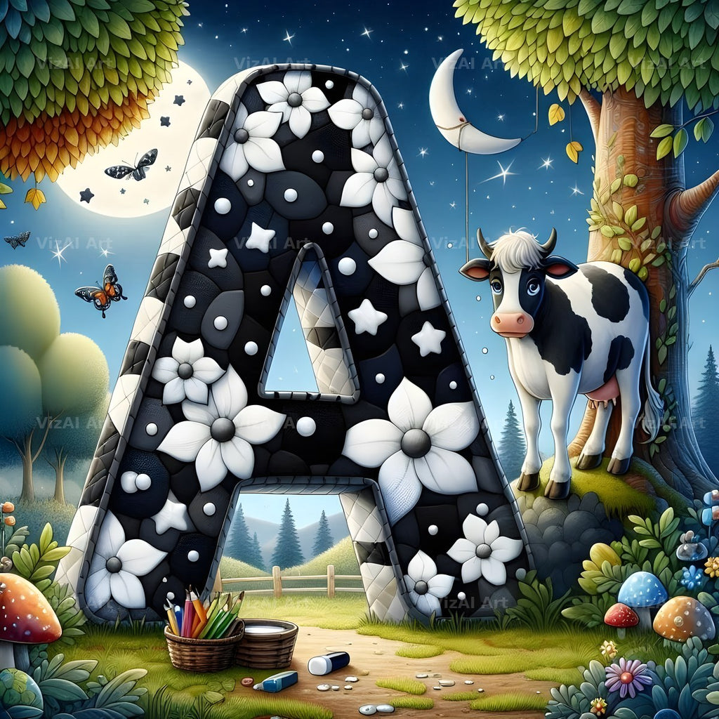 Dairy Cow Patch alphabet letter A