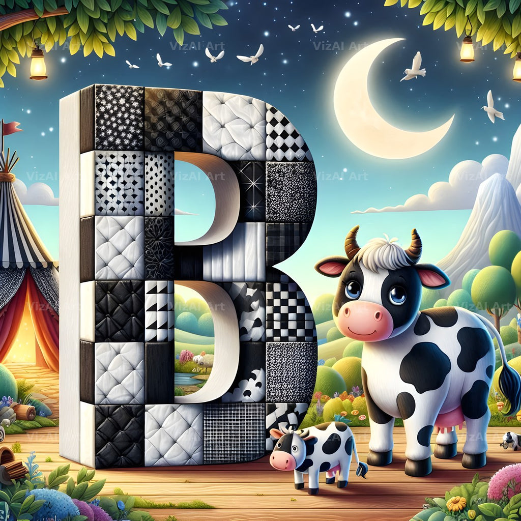Dairy Cow Patch alphabet letter B