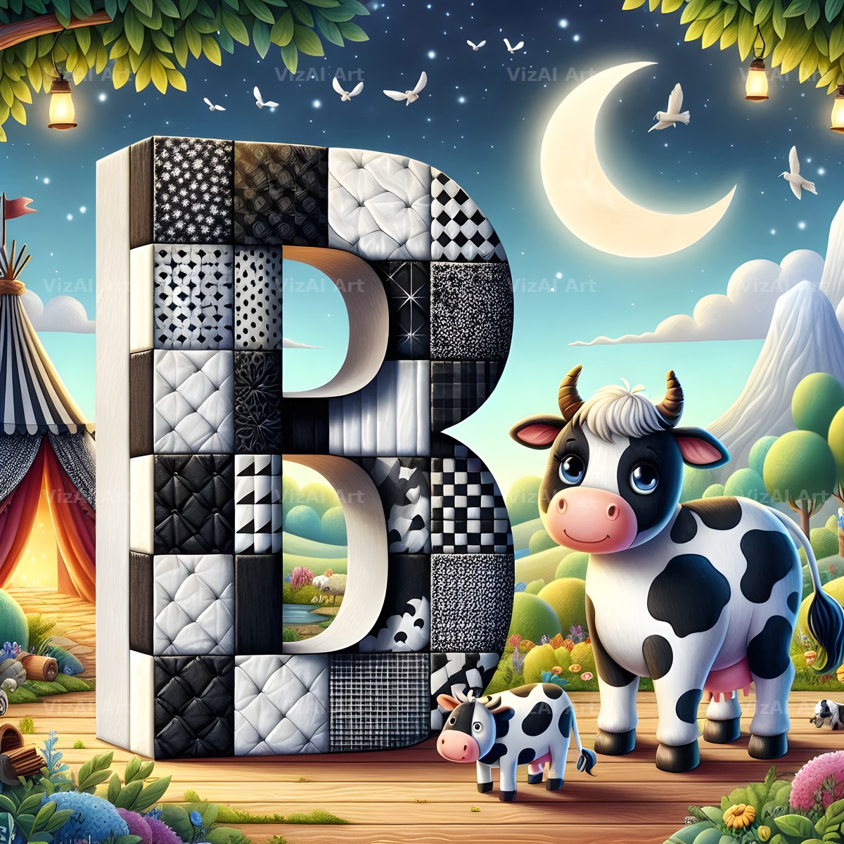 Dairy Cow Patch alphabet letter B