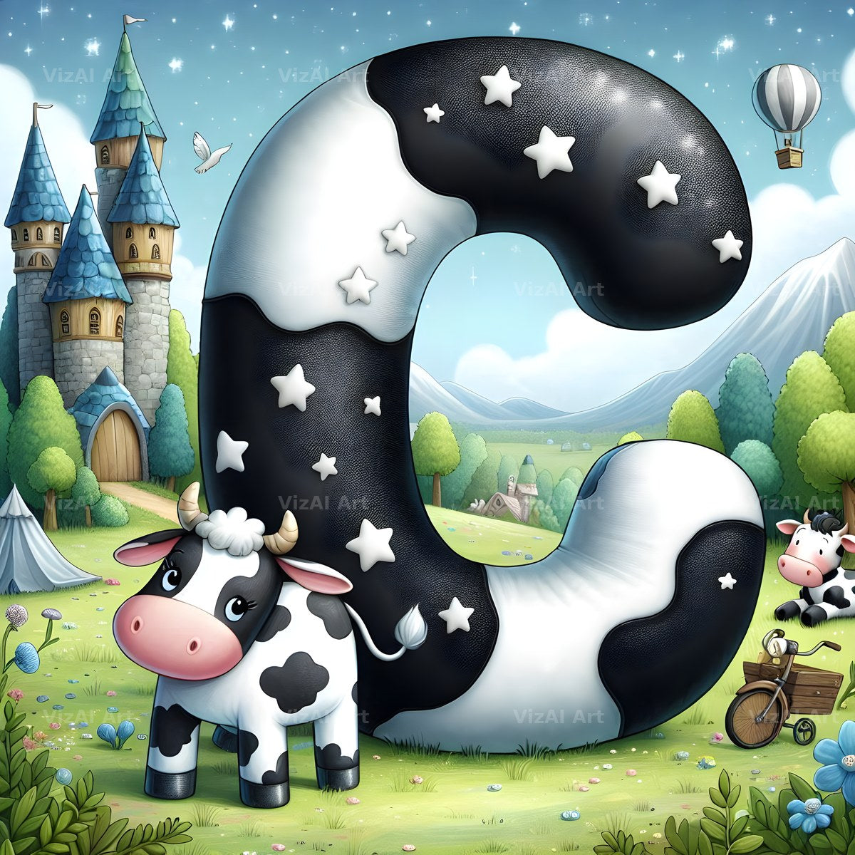 Dairy Cow Patch alphabet letter C