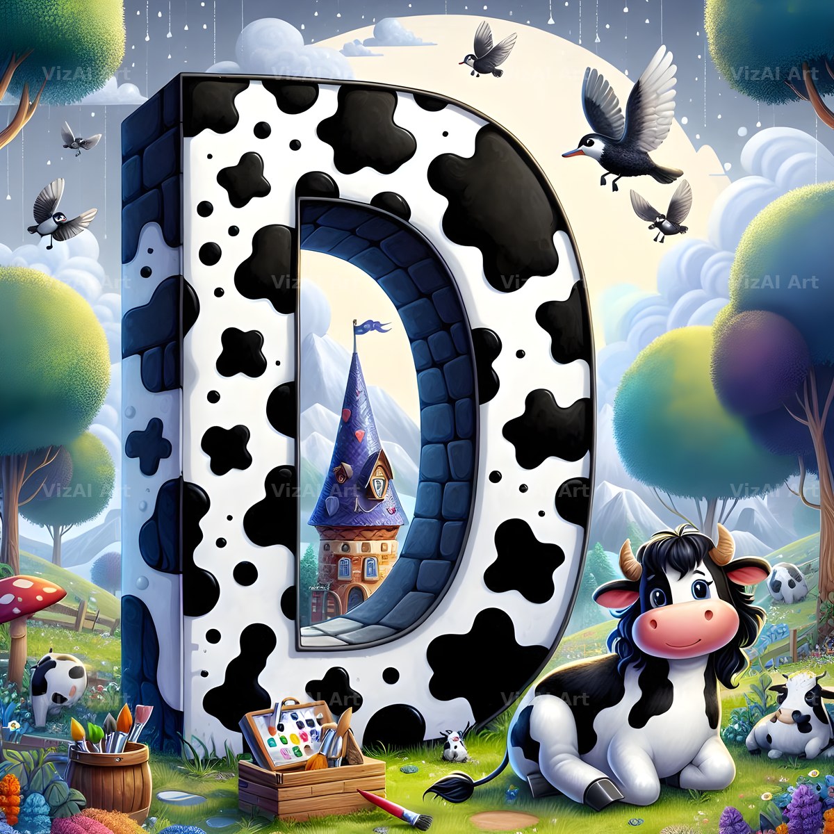 Dairy Cow Patch alphabet letter D