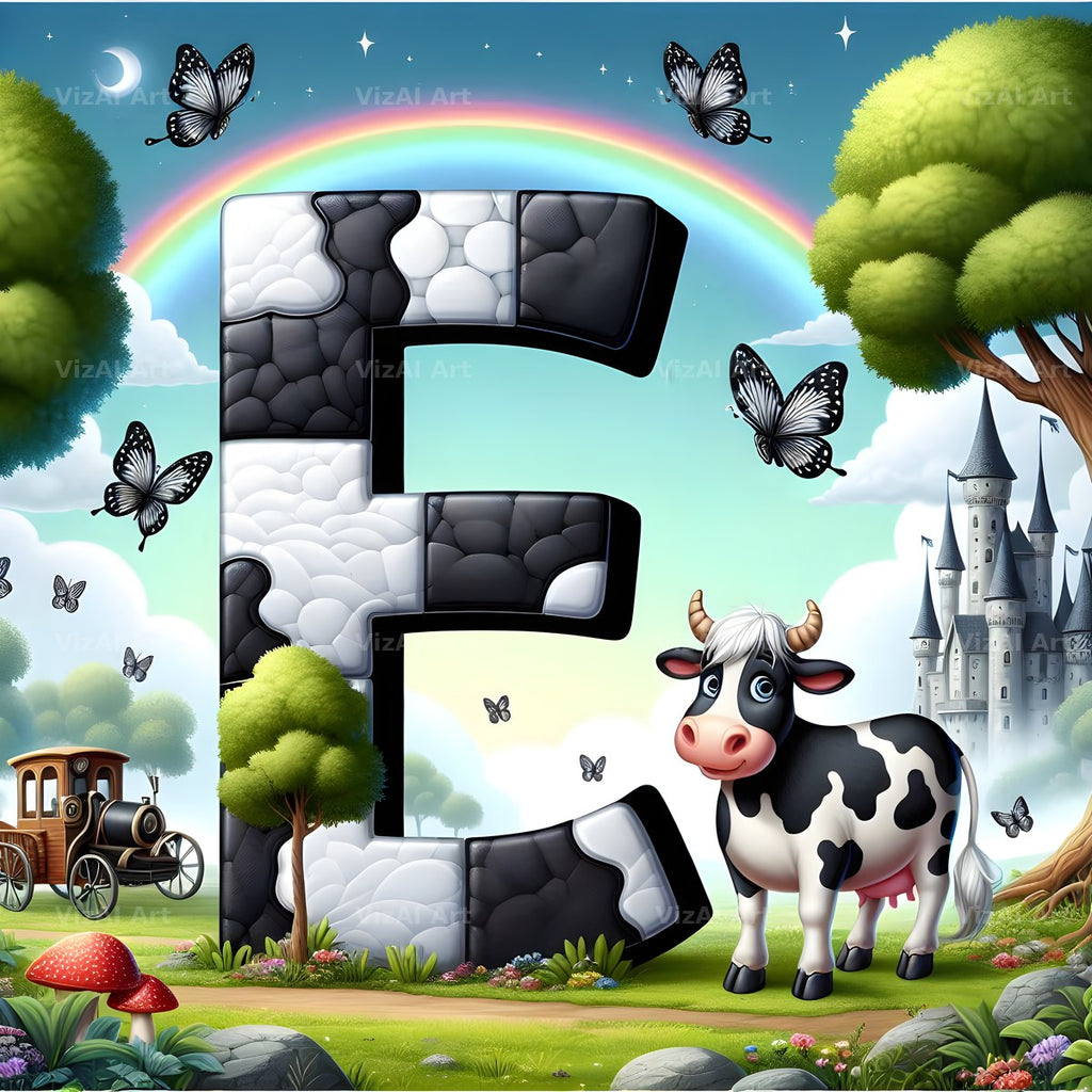 Dairy Cow Patch alphabet letter E