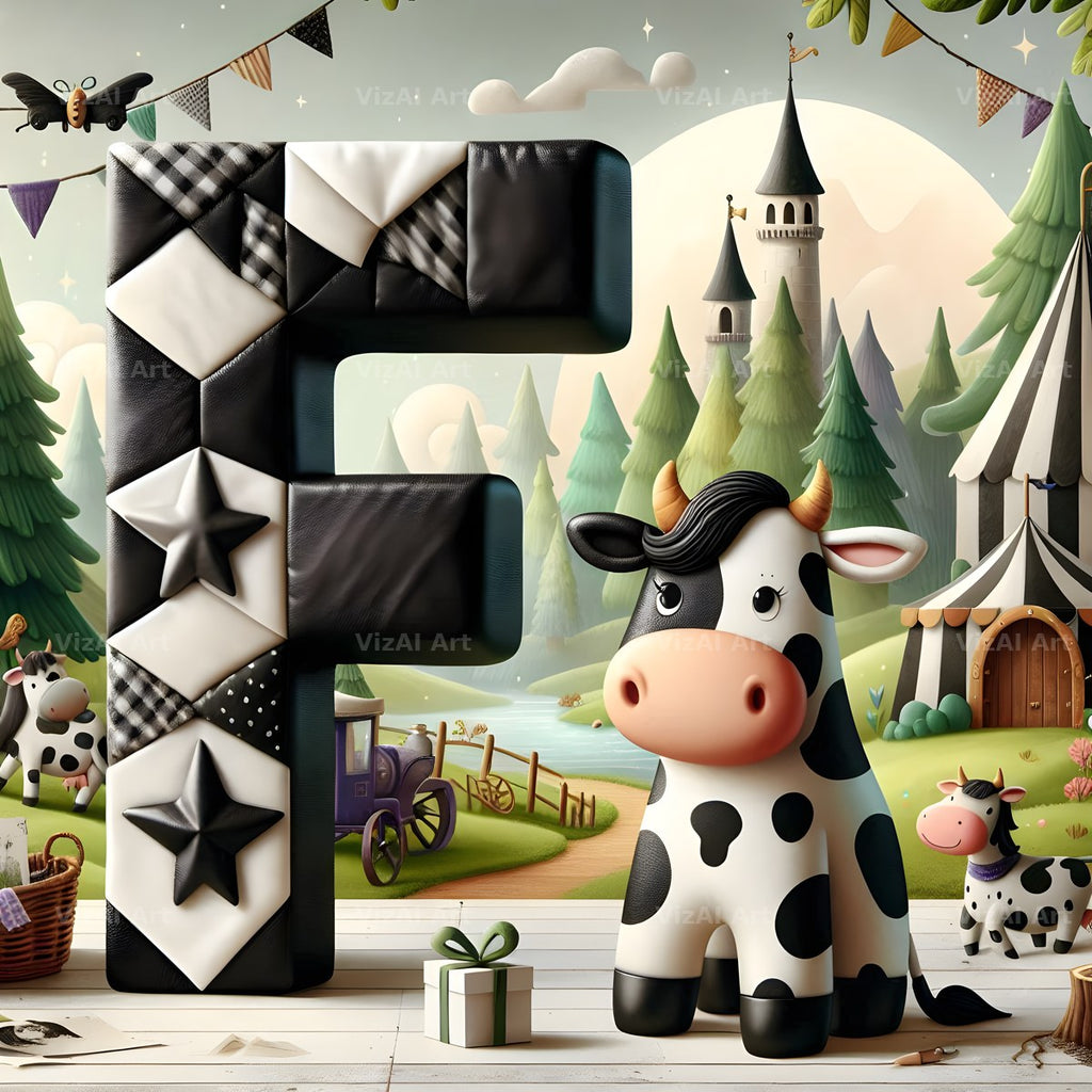 Dairy Cow Patch alphabet letter F