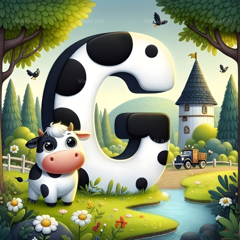 Dairy Cow Patch alphabet letter G