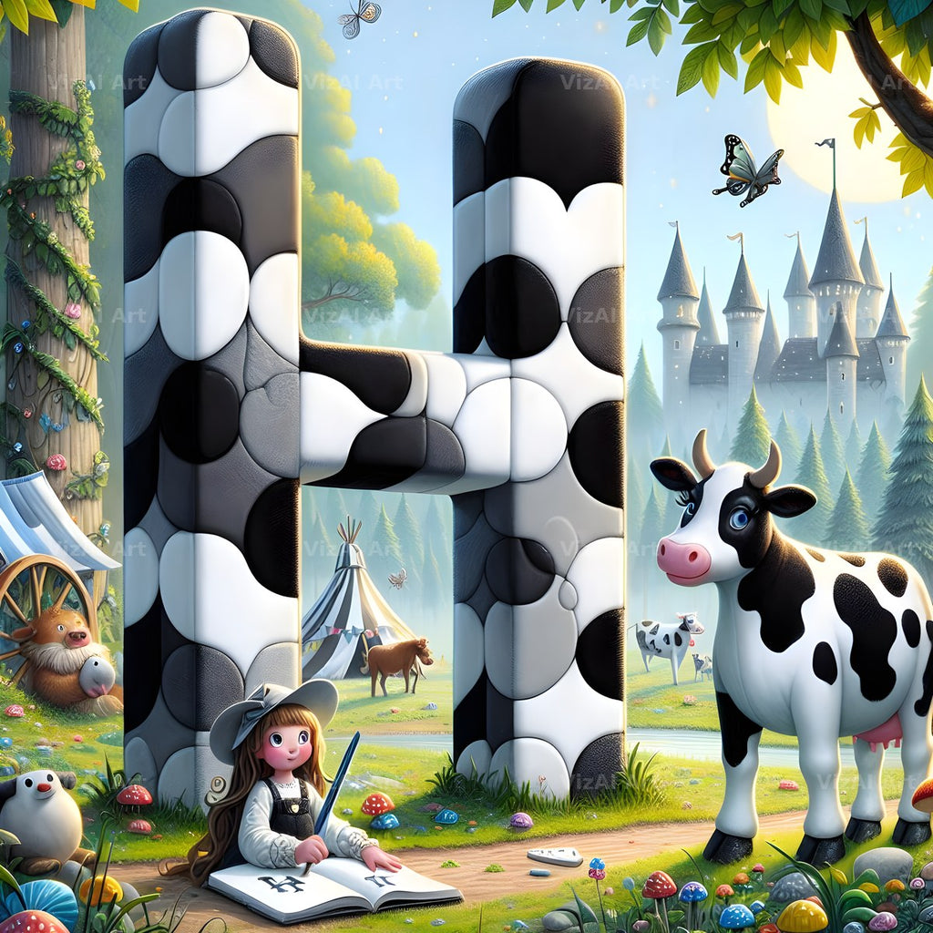 Dairy Cow Patch alphabet letter H