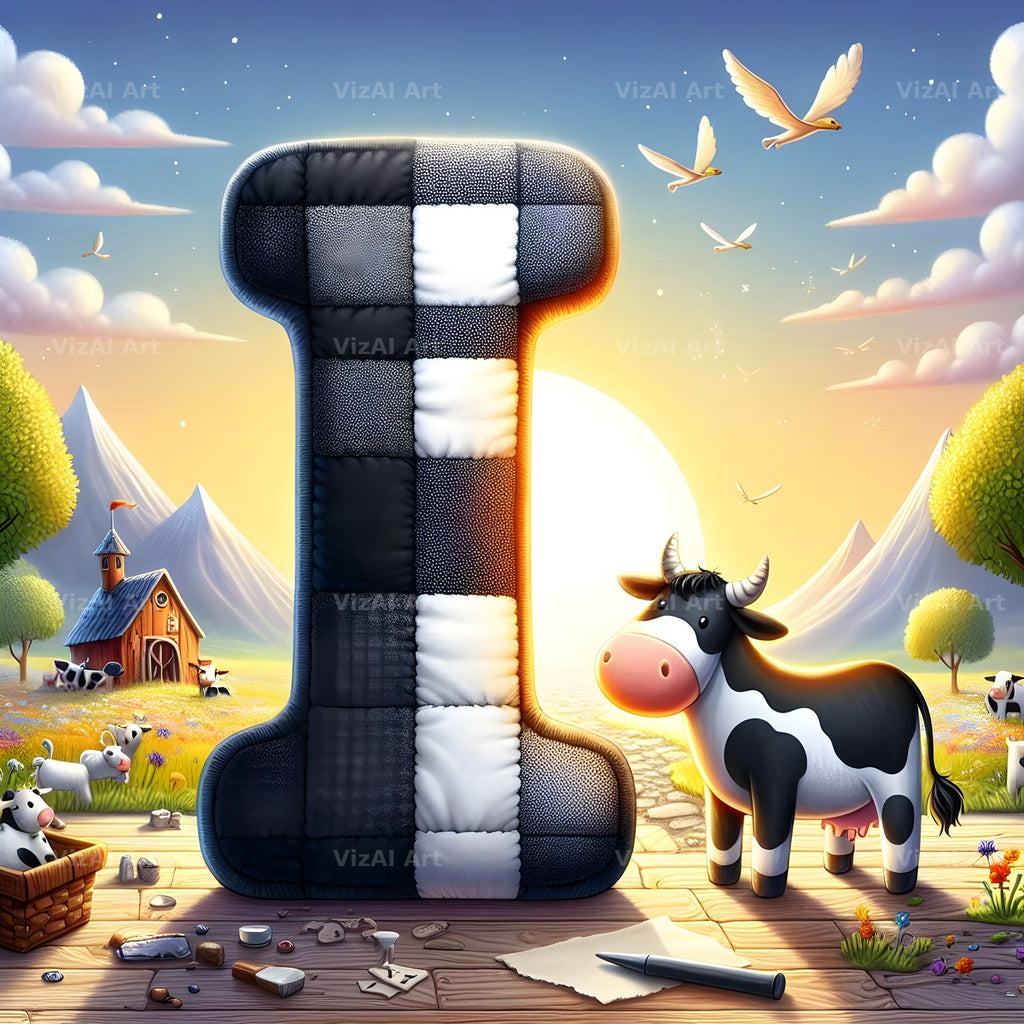Dairy Cow Patch alphabet letter I