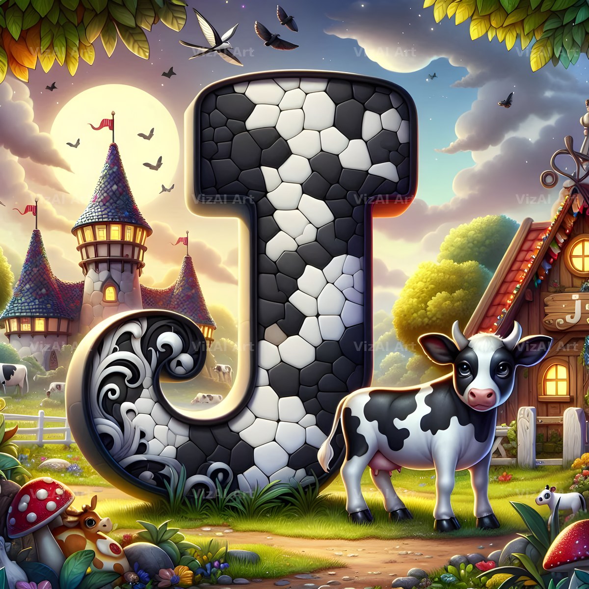 Dairy Cow Patch alphabet letter J