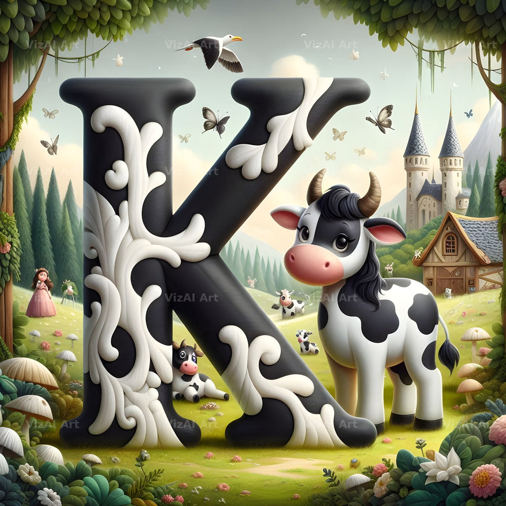 Dairy Cow Patch alphabet letter K