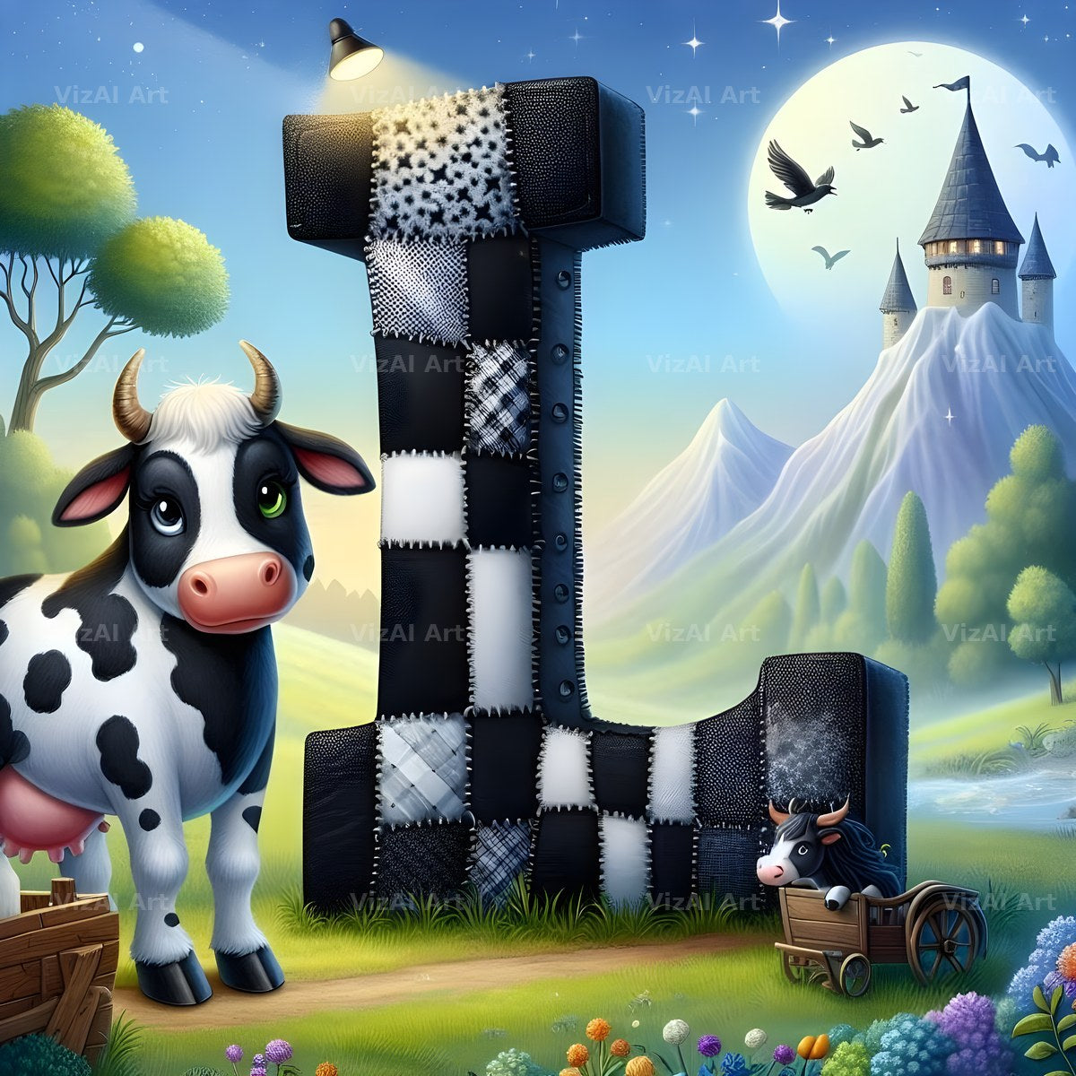 Dairy Cow Patch alphabet letter L