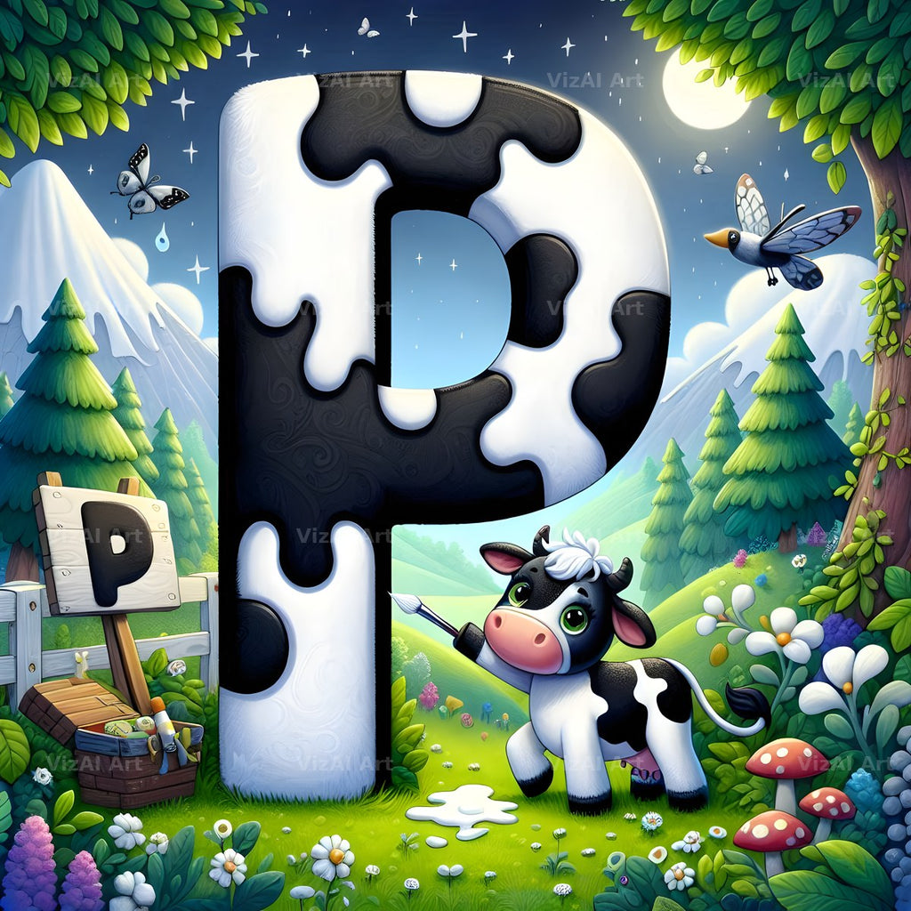 Dairy Cow Patch alphabet letter P