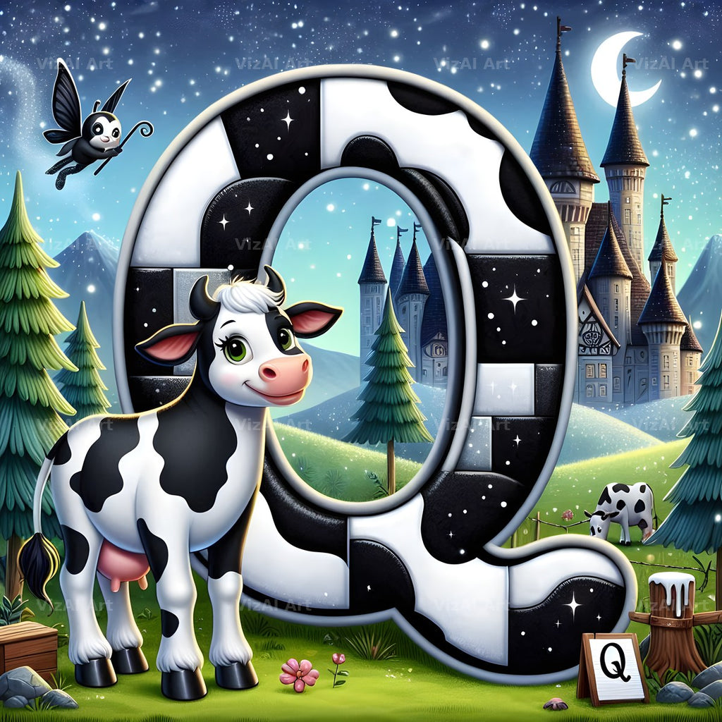 Dairy Cow Patch alphabet letter Q