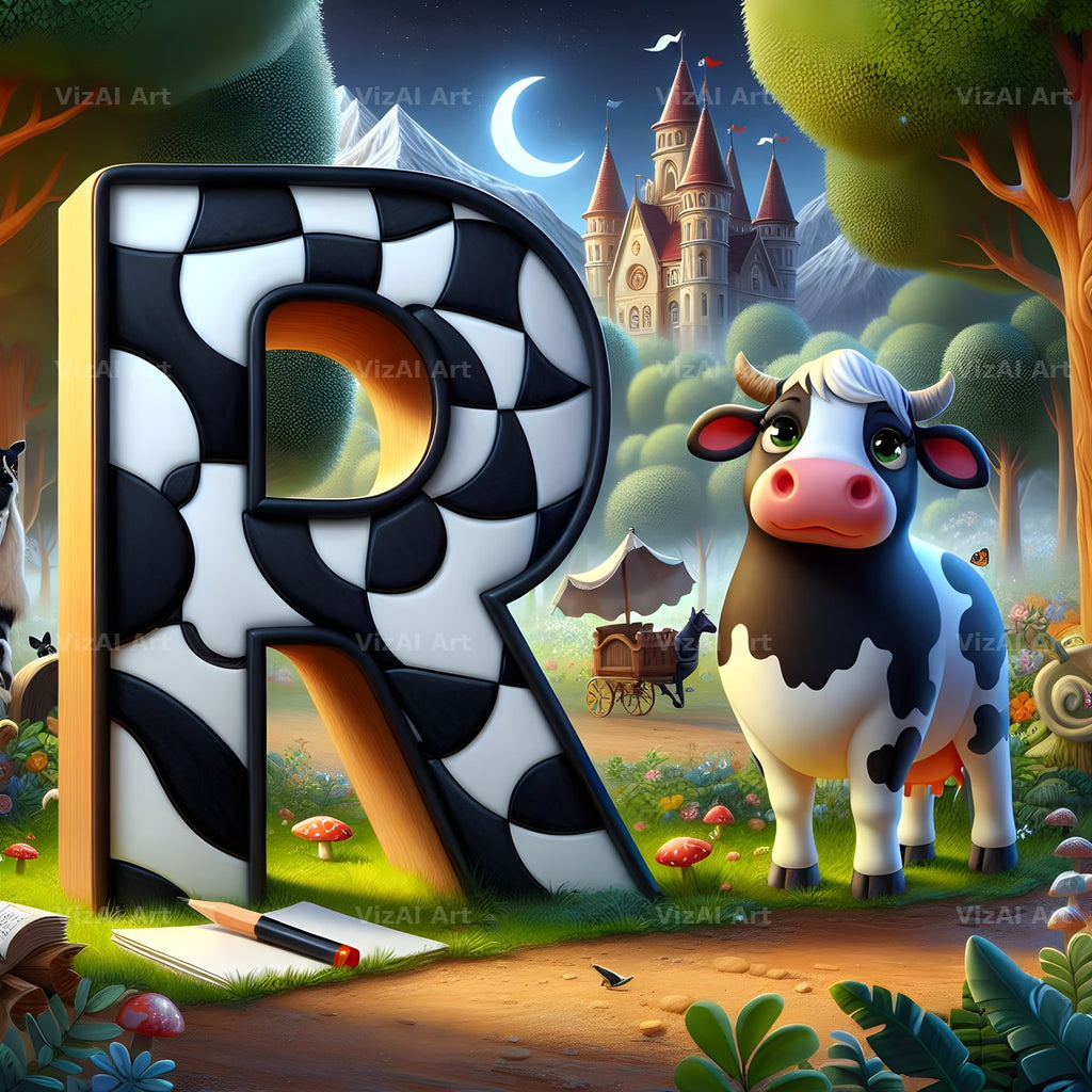 Dairy Cow Patch alphabet letter R
