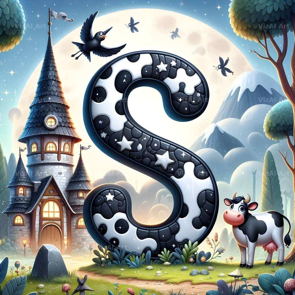 Dairy Cow Patch alphabet letter S