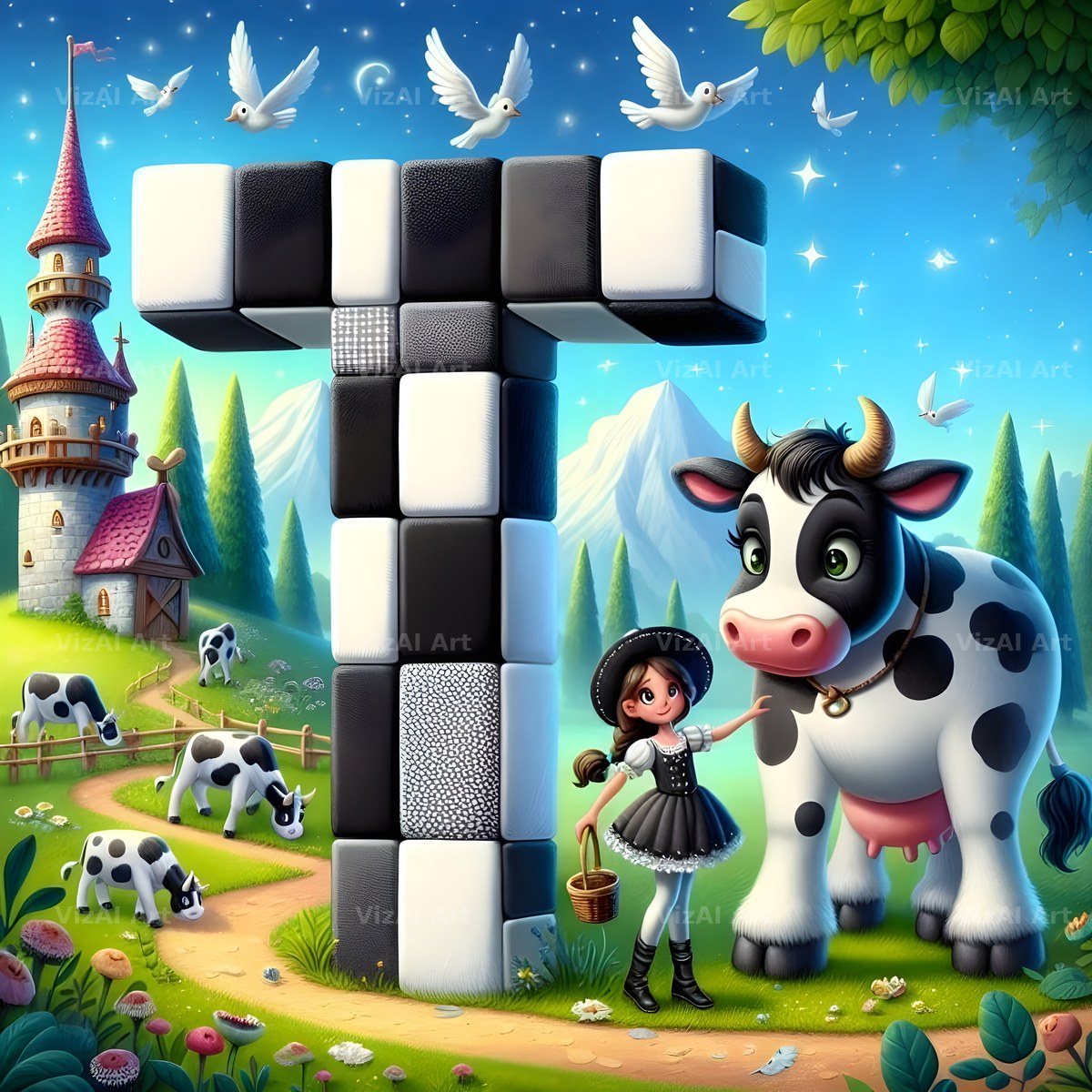 Dairy Cow Patch alphabet letter T