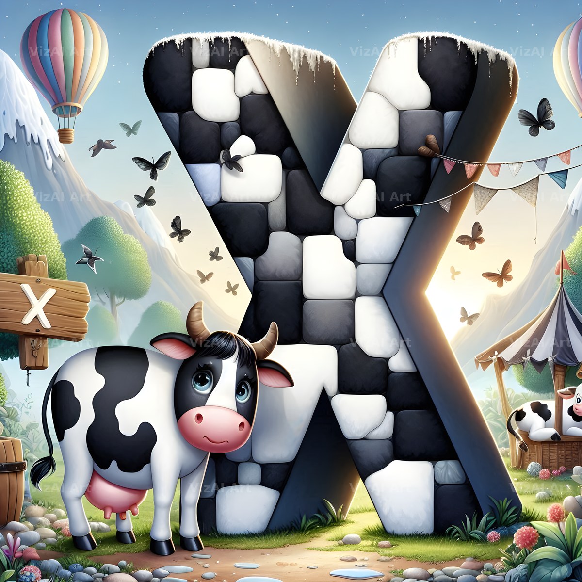 Dairy Cow Patch alphabet letter X