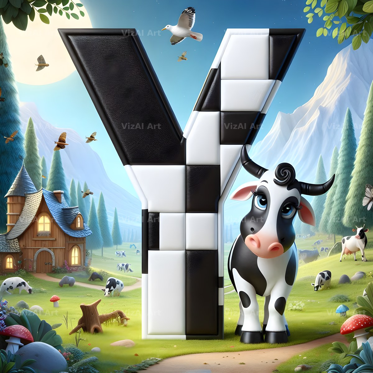 Dairy Cow Patch alphabet letter Y