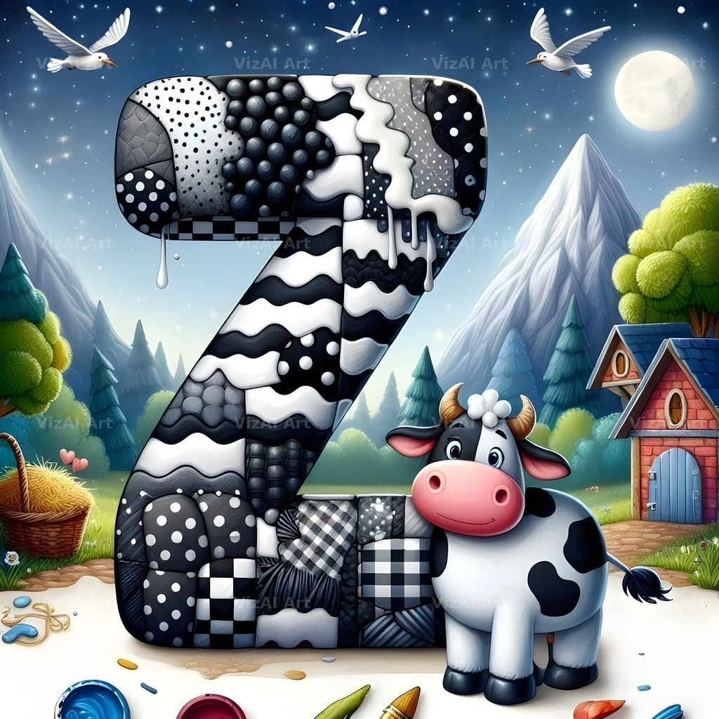 Dairy Cow Patch alphabet letter Z