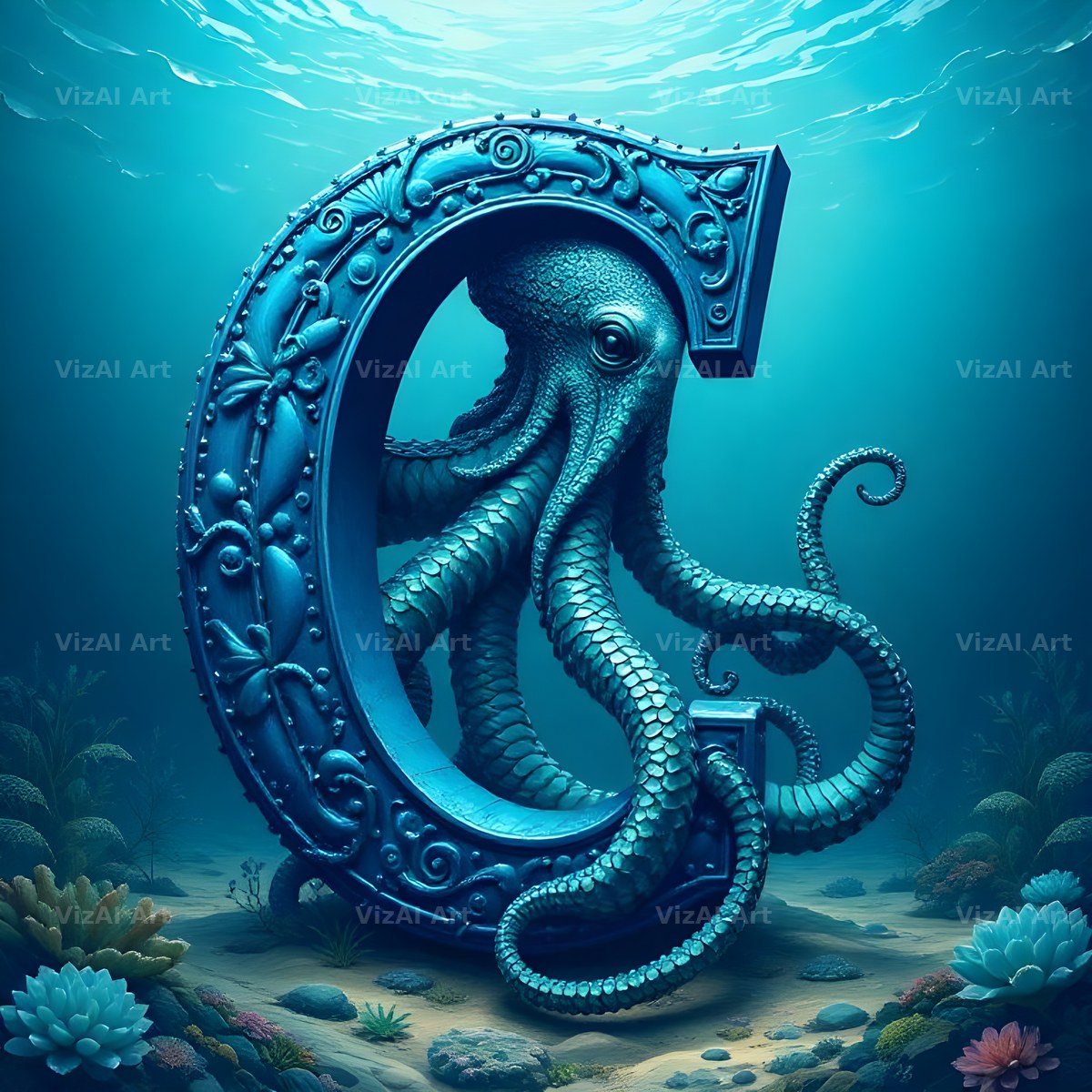 Deep Sea Kraken alphabet letter C